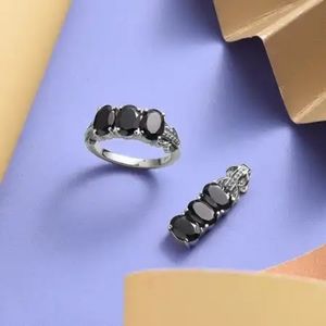 COPY - Thia Black Spinel Gemstone Ring and Pendant